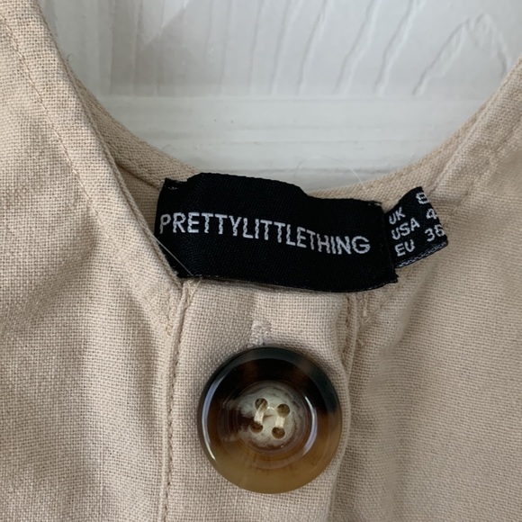 PrettyLittleThing Beige Button Up Detail Dress size US 4 / UK 8 - Picture 5 of 5